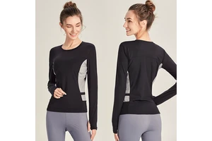 Women's Long-Sleeved Sports Top Lightweight Yoga Wear Breathable Fitness T-Shirt Sexy Tight Fit Inspired Online Celebrities
