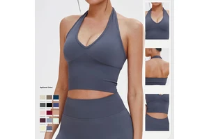 Seamless Halter Neck Summer Sexy Running Shockproof Beautiful Back Yoga Bra Fitness Top