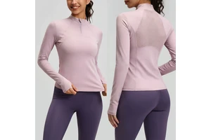 New Slim Fit Breathable Spandex/Polyester Sports Yoga Long Sleeve Women's Autumn Running Fitness Top