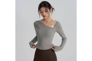 Temperament Breathable Yoga Suit Running Sports Top Tight T Design Sense Pilates Nine Quarter Sleeve for Autumn