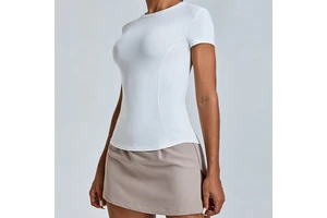 Wholesale Women's Skinny Short Sleeve Breathable Four-Way Stretch Fitness T-Shirt