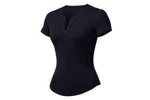 Women's Quick-Drying Elastic Fitness Sports Tights Slimming Small V-Neck T-shirts Yoga Clothes with Short-Sleeved Yoga Tops