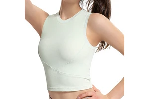 New Ribbed Heat-Transfer Printed for Sports Vest Women Sleeveless Chest Pads Active Stretch Hollow Figure-flattering Yoga