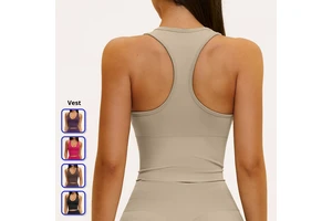 Women's Seamless Sports V-neck Waist-cinching Shapely Back Seamless Spandex/Nylon Running Fitness Sports Vest