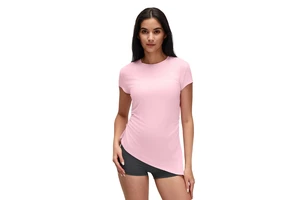 Summer Sports Top Women's Stretchy Slim-fit Yoga Clothes Breathable Running Fitness Short-sleeved T-shirt Rayon Spandex