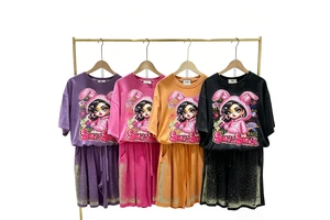 Women's Casual Spandex Short-sleeved Top And Shorts With Printed Design, Anti-tear, Suitable For Daily Wear, Two-piece Set