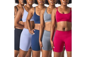 SK5124&SK5123 Seamless Yoga Sets with Chest Padding Cross Back Design Gym Wear High Elastic Yoga Shorts for Women