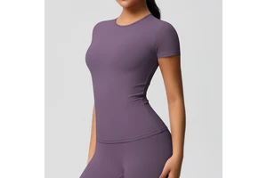 Women's Quick Dry Fabric Stretchy Yoga Short Sleeve for Yoga Practice & Training