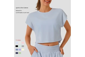 Women's Yoga Top: Summer Loose-Fit, Quick-Drying, High-Stretch, Comfortable Short-Sleeve T-Shirt Casual Running Top