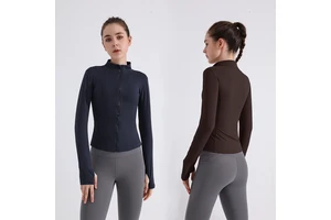 Stand Collar Slim Fit Yoga Jacket Women Brushed Naked Feel Fitness Long Sleeve Outdoor Quick Dry Breathable Zip up Sports Top