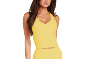 New High Quality Double Shoulder Straps with Padded Bras Comfortable Breathable Backless Gym Yoga Short Tops