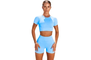 Yoga Short Sleeve Women's Top High Quality Crop Top Breathable Seamless Yoga Short Sleeve Solid Color High Stretch Tight T-Shirt