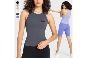 Wholesale Custom Vest Naked-Feel High Elastic Sports Tank Top Women Slimming Yoga Sleeveless Shirt Streetwear Gym Clothes
