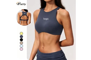 Wholesale Women's Sportswear Active Crop Top Workout Yoga Bra Open Back Fitness Vest With Pad Lightweight Hollow-Out Tank Top