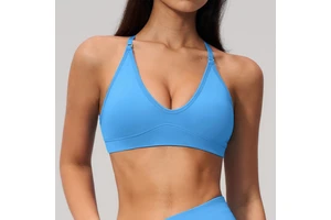 Custom New Gym Active Workout Women's Sports Bra Solid Color Adjustable Straps Cross Back Seamless Yoga Bra for Women
