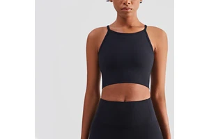 Wholesale Ribbed High Neck Yoga Crop Top Women Gym Fitness Sportswear Yoga Bra Top Ladies Yoga Tanks
