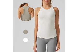 YIYI Fashion Women Ribbed Gym Fitness Tops High Elastic Girls Yoga Jogging Tops Crew Neck Sleeveless Biker Tank Tops for Women