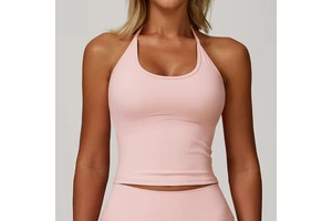 Strappy Halter Yoga Top - Padded Slim-Fit Sports Bra for Women with Quick-Dry Fabric