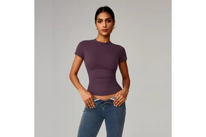 XW-DX3111 Activity Wear High Elastic Tight Short Sleeves Yoga Clothes Slim Sports Running Comfortable Top for Women