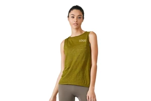 High Quality Wholesale Women's Breathable Cross Backless Yoga T-shirt Casual Sleeveless Yoga Top Sports Tank with LOGO