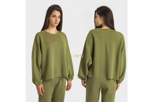 Autumn and Winter New Loose Oversize Yoga Fitness Long-sleeved Soft and Delicate Artificial Cotton Fashion Women Sports Top