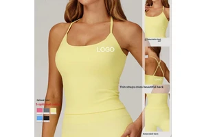 Seamless Cross-Border New Yoga Vest Thin Strap Cross Back Sports Bra Outdoor Running Fitness Breathable Spandex/Nylon Skinny Fit