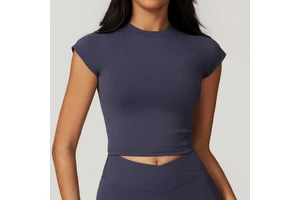 New Solid Color Yoga Short Sleeve Running Fitness Clothing High Strength Small Fly Sleeve Breathable Quick Dry Sportswear Women