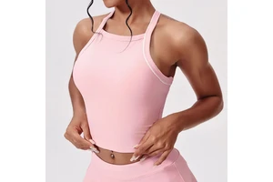 Summer Open Back Sexy Halter Sports Bra Top Gym Running Fitness Slimming Breathable Yoga Tank Top Women