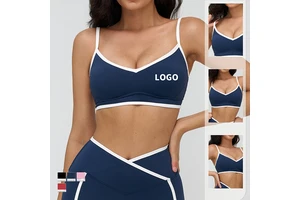 Naked Yoga Bra Cross V-neck Fashion Back Sports Bra Fitness Running Sports Bra