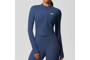 Quick-drying Brushed-back Zipper Coat, Sports Tight Long-sleeved Yoga Top