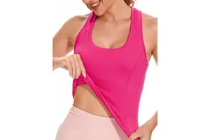 Women's Breathable Lightweight Sleeveless Workout Tank Tops Seamless Racerback Gym Athletic Yoga Shirts