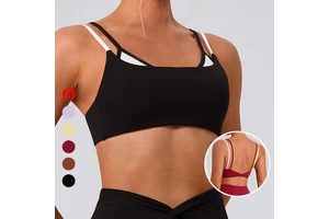 Fashion Women Double Layer Beauty Back Shockproof Training Yoga Crop Top Gym Wear High Support Fitness Workout Sports Bra