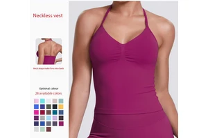 Women's Lightweight Compression Yoga Vest Breathable Sweat-Wicking Skinny Fit Spandex/Nylon Stand Neck Top Four-Way Front