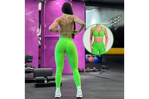 New Arrival Fitness Sport Gym Adjustable Halter Bra Pockets V Shape Sportswear Workout Sets For Women