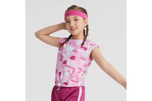 Roregal Custom Logo OEM Girls Yoga Tank Top Breathable Round Neck Knotted Hem Vest for Kids Daily Outdoor