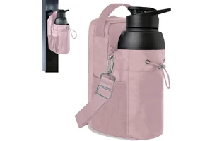 Magnetic Fitness Bag Shoulder Strap Mobile Phone Bag Fitness Essentials Magnetic Water Bottle Bag Pink.