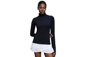Autumn Half-Zip Long Sleeve Breathable Yoga Shirt Stand Collar Slim Fit Spandex/Nylon Gym Sports T-Shirt