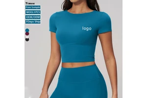 Creamy Brushed Yoga Top for Women Slim Fit Quick Dry Breathable Short Sleeve Workout Crop Top Gym Running Fitness
