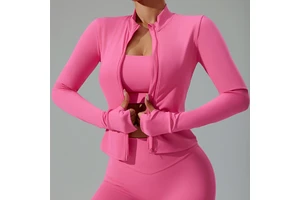 Manufacturer Gym Clothes Custom Logo Running Quick Dry Zipper Jacket Long Sleeves Tight Sports Women's Yoga Fitness Jacket