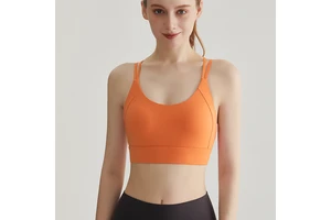 Fine Shoulder Strap Sports Bra One Piece Outerwear Style Shock-absorbing and Gathering Cross-shaped Yoga Top