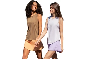 TongJoes Women's Lightweight Sports Blouse Quick-Drying Breathable Vest Beautiful Back Sleeveless Yoga Wear Four-Way Stretch Top