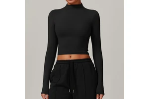 Women's Basic Mock Neck Slim Fitted Long Sleeve Pullovers Yoga Tops with Comfortable Fit and Stylish Design