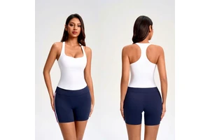 Women's Yoga Wear Sports Vest with I-Shaped Back Design Breathable Quick-Dry Fabric Four-Way Stretch Eco-Friendly Nylon/Spandex