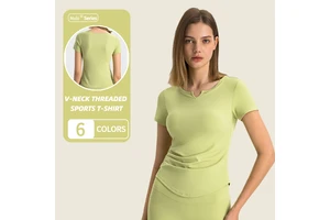 YISHENHON Workout Shirts for Women Short Sleeve Workout Tops for Women Quick Dry Gym Athletic Tops Small V Neck Yoga Shirts