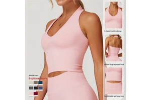 Women's Seamless Yoga Top V-Neck Quick Dry Spandex Fitness Sports Bra for Active Running and Sports