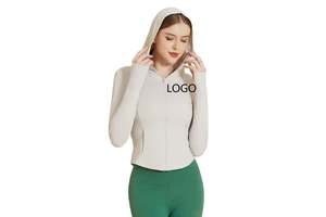 Customized Logo New Women's Hooded Outdoor Leisure Fitness Sports Elastic Long-sleeved Tight Yoga Wear