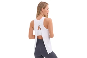 Customized Sports Tank Top Open Back Yoga Four Way Stretch Fabric Sexy Sleeveless Top Sports Fitness Tank Top