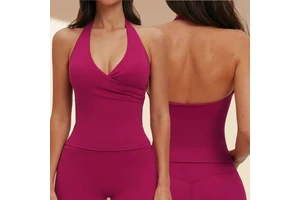 3109 Women's V-neck Yoga Vest Tight Spandex/Nylon Sweat-Wicking Sports Vest Outdoor Running Fitness Tank