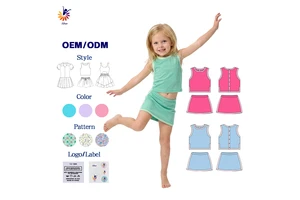 Girls Yoga Set Sleeveless Top Skirt With Built-in Shorts School Casual Small Batch Custom
