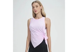 Summer Women's Ice Silk Tie up Fitness Vest Quick Dry Sleeveless Sports Tops Loose Lightweight Quick Dry Yoga Tank Top